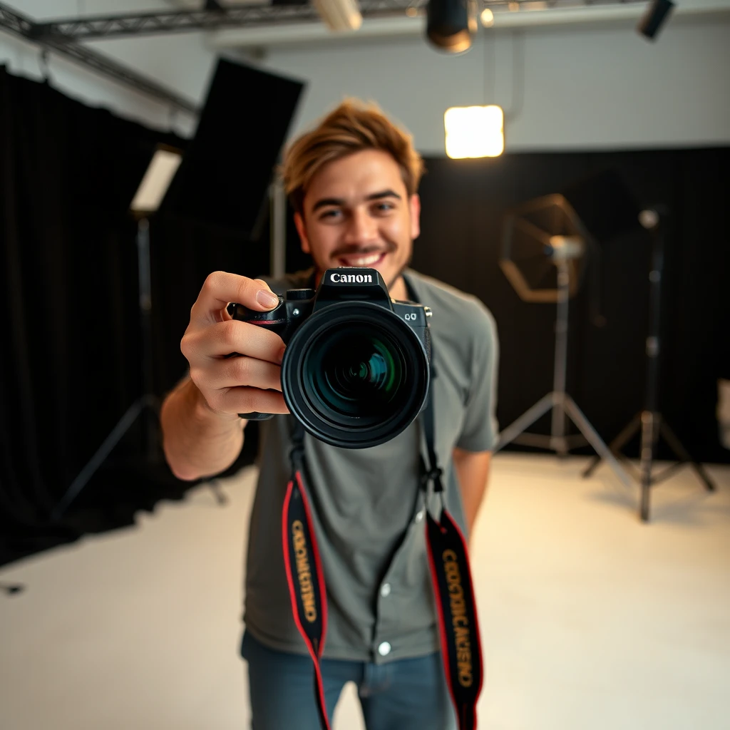 Portrait of the photographer, casual style in studio